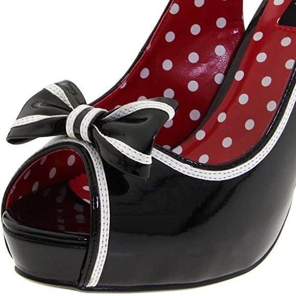 Moschino Slingback Peep toe Platform Heels In Black Size 8 - Picture 3 of 12